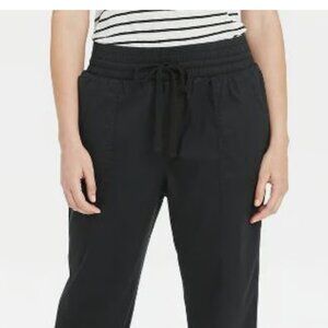 Women's High-Rise Woven Ankle Jogger Pants - A New Day Black Medium